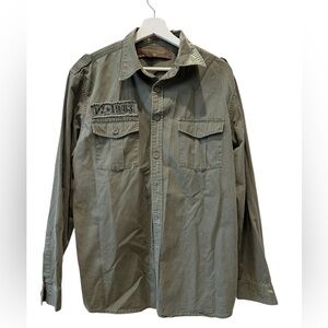Point Zero Military Utility Button-Down Shirt | Olive Green | Men’s Casual Work